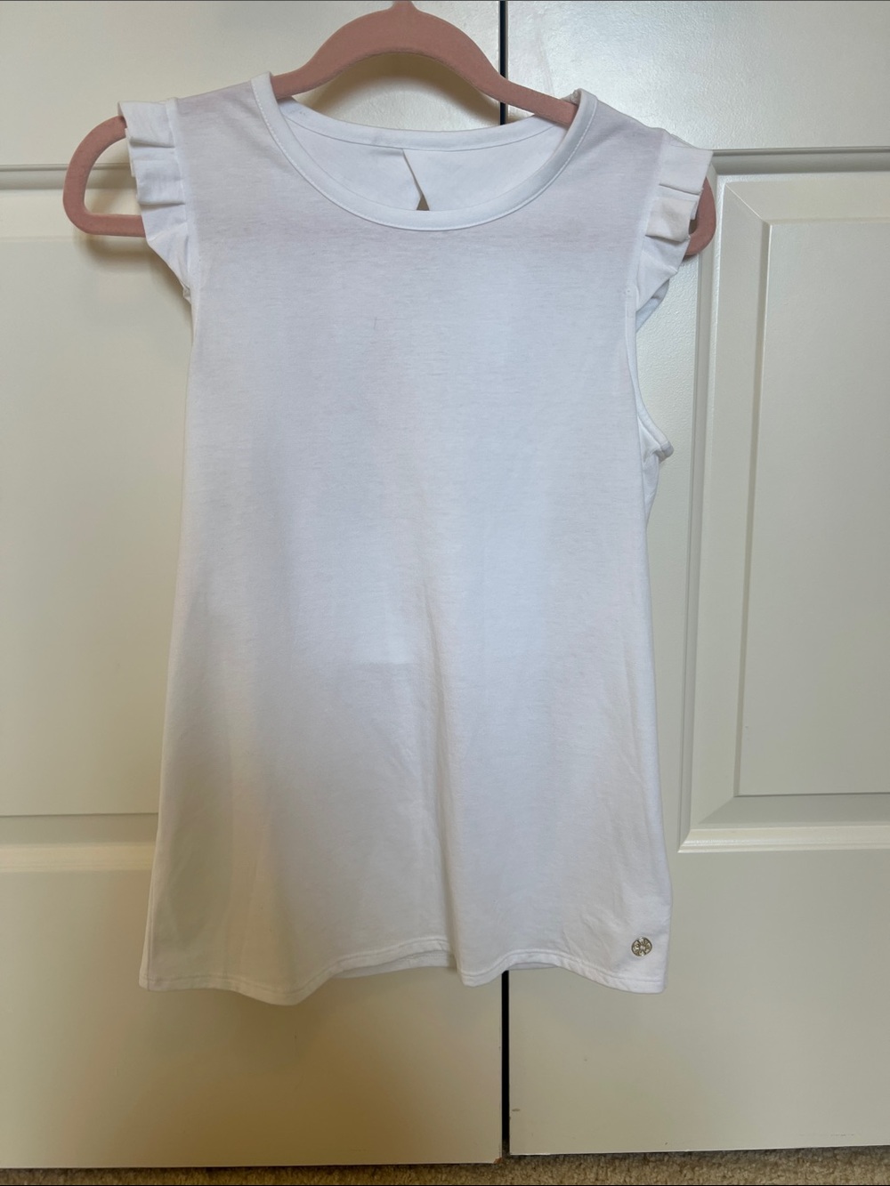 Lilly Pulitzer Luxletic XXS Womens White Ruffle Sleeve Tank Top